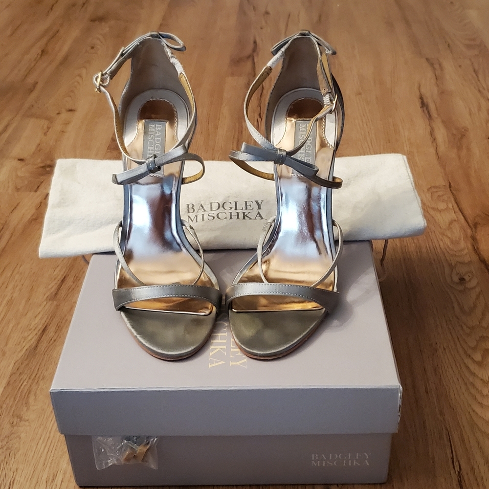 Badgely Mischka Platinum Bow Hestra Heel Size 7